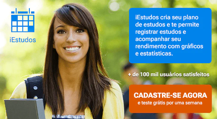 Anúncio no site iEstudos que permite criar grade de estudos e registrar os estudos
